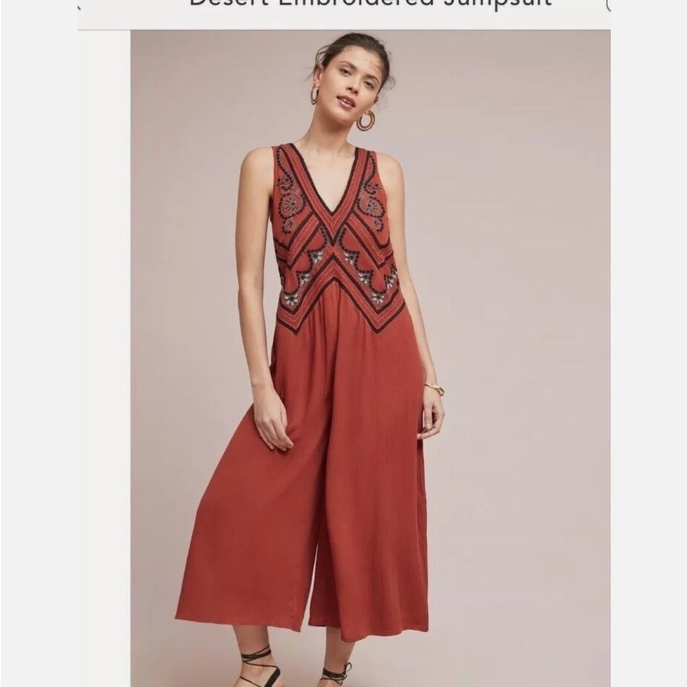 anthropologie Maeve Desert Rust Embroidred Romper
Jumpsuit